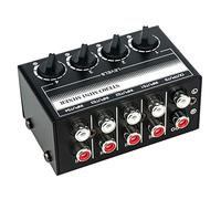 Glakyur 4 Channel Stereo Audio Mixer Support RCA Input and Output Mini Passive Stereo Mixer with Separate Volume Controls