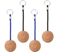 Glakyur 4Pcs Floating Cork Ball Keyrings,50mm Key Float Water Sport Accessories for Surfing Swimming Diving Fishing Sailing Boat