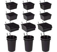 Glakyur Pegboard Bins Board Cups with Hooks & 12 Pack,Assortment Organizer Accessory,Tools Storage Arrange System Kit