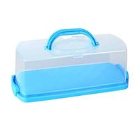 Glakyur Portable Box with Handle Loaf Cake Container Plastic Rectangular Food Storage 13Inch Translucent Dome for Pastries, Bagels, Buns