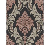 Glam 541656 Non-Woven Wallpaper Baroque Black Beige Pink Glitter