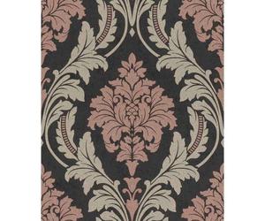 Glam 541656 Non-Woven Wallpaper Baroque Black Beige Pink Glitter