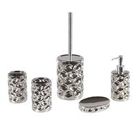 Glam Bathroom Accessories Set Silver Ceramic Soap Dispenser Toilet Brush Tirua