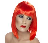 Glam Bright Red Wig Costume Accessory