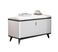 Glam Entryway Storage Bench with Cushioned Seat & Metal Legs Upholstered Shoe Rack with 1Tipping Bucket Stylish Hallway OrganizerBlack & Gold 23.5" L x 9.5" W x 19.5" H