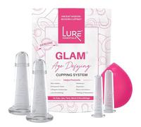 GLAM Face And Eye Facial Cupping Massage Set With Free Cleansing Brush For Instantly Ageless Look - Natural Anti Aging Solution Reduces Fine Lines & Deep Wrinkles, Improves Collagen Use Oil