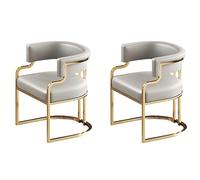 Glam Faux Leather Dining Chairs for Kitchen & Living Room Silver Gray Armchair with Open Back Modern 28.5" H x 22" W x 20.5" D Stylish Office & Banquet Seating