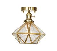 Glam Glass Ceiling Lights with, Mid-Century Brass Ceiling Lighting Fixture Fitting, Semi-Flush Mount Seeded Glass Pendant Light for Kitchen Island/Sink Porch Stairway Closet