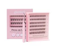 Glam Lash Self-Adhesive False Eyelashes, Pre-Luded Double Strips, 24 Hours Burn Time, No Glue or Remover, Reusable and Waterproof, 60 Natural Eyelash Bundles