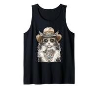 Glam Maine Coon Cat with Cowboy Hat Boujee Animal Western Tank Top