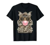 Glam Maine Coon Cat with Sunglasses Boujee Bubblegum Graphic T-Shirt