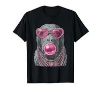 Glam Manatee with Hearts Sunglasses Boujee Animal Bubblegum Value Graphic T-Shirt, Men, Black, L