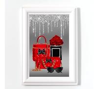Glam Perfume Print, Red Handbags Picture, Bedroom Wall Art, No Frame, Digital Glitter, Unframed Picture A4 Girls Bedroom Poster