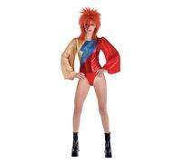 amscan Women's Metallic Red, Gold, & Blue Glam Rock Bodysuit Costume (Plus XXL Size) 1 Piece - Ideal for Cosplay, Halloween, & Themed Events