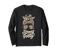 Glam Strong & Pretty Wellness Mud Run Gym Team Mom Workout Long Sleeve T-Shirt