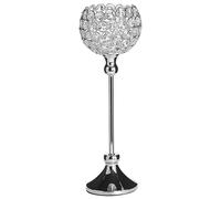 Glam Tealight Candle Holder Metal Accent Piece with Crystals Silver Esternay