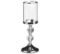 Glam Vintage Candle Holder Stand Glass Crystals Silver Metal Cotui