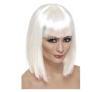 Glam Gagag Wig White, Short Straight Bob Ladies Fancy Dress Halloween Accessory