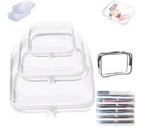 Glamanizer Zippered Transparent Cases For Snacks,Clear Organizer Bags,Snack Pouch For Travel,Hard Clear Zipper Case,Portable Plastic Zipper Pouches Travel Case - A Glam Way To Organize (1set, S+M+L)