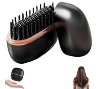 Glambrush Mini Hair Straightener, 2-in-1 Mini Cordless Hair Straightener Comb, 30s Fast Heating Hot Comb, USB Rechargeable Heated Styling Brush, 3-Speed Temperature Control, Anti-Scald Shell (Black)