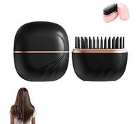 Glambrush Mini Hair Straightener,3-Speed Temperature Control,30s Fast Heating Hot Comb,Anti-Scald Shell, USB Rechargeable Heated Styling BrushTravel Size for Women (Black) (Black)