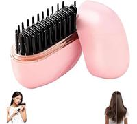 Glambrushs Mini Hair Straightener, 2-in-1 Mini Cordless Hair Straightener Comb, Hair Styling Tools, 30s Fast Heating Hot Comb,3-Speed Temperature Control,USB Rechargeable Heated Styling Brush (Pink)
