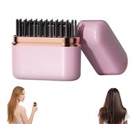 Glambrushs Mini Hair Straightener, 20s Fast Heating, 2000mAh 2-in-1 Mini Cordless Hair Straightener Comb with LED Screen Display, Anti-Scald Shell, 3-Speed Temperature Control, USB-C Charging (Pink)