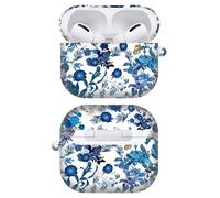 GlamCase AirPods Pro Case, Blue Floral Design Printed Slim Profile Hard Snap On Protective Designer Back Case/Cover for AirPods Pro 2019, Wireless Charging Compatible