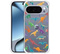 GlamCase Clear Case for Google Pixel 10 Pro, Pixel 10Pro Case - Dinosaur Multicolor Pattern design printed ShockProof Protective Clear TPU Designer Back Case/Cover for Pixel 10 Pro