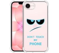 GlamCase Clear Case for iPhone 16e Case/iPhone 17e Case - Don't Touch My Phone Eyes Teal printed ShockProof Protective Clear TPU Designer Back Case/Cover for iPhone 16e / iPhone 17e