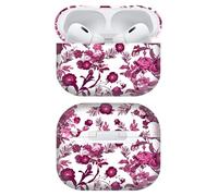 GlamCase Compatible with AirPods Pro 2nd Generation - Pink Burgundy Floral Pattern Design Printed Cute Plastic Hard Snap on Protective Designer AirPod Case/Cover for AirPods Pro 2.