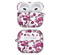 GlamCase for AirPods 3rd Generation Case, AirPods 3 Case - Pink Burgundy Floral Pattern Design Printed Cute Plastic Hard Snap on Protective Designer AirPod Case/Cover for AirPods 3rd Gen (2021)