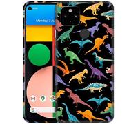 GlamCase for Google Pixel 4a 5G / 5XL, Pixel 4a 5G / 5XL Case - Dinosaur Multicolor Pattern Printed Slim & Sleek Cute Plastic Hard Protective Designer Back Phone Case for Pixel 4a 5G / 5XL