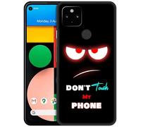 GlamCase for Google Pixel 4a 5G / 5XL, Pixel 4a 5G / 5XL Case - Don'T Touch My Phone Printed Slim & Sleek Cute Plastic Hard Protective Designer Back Phone Case/Cover for Pixel 4a 5G / 5XL White