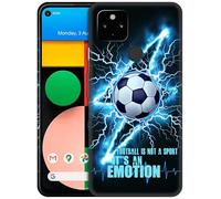 GlamCase for Google Pixel 4a 5G / 5XL, Pixel 4a 5G / 5XL Case - Football Lightining Printed Slim & Sleek Cute Plastic Hard Protective Designer Back Phone Case/Cover for Pixel 4a 5G / 5XL White