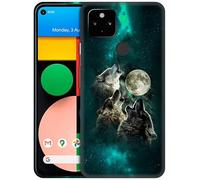 GlamCase for Google Pixel 4a 5G / 5XL, Pixel 4a 5G / 5XL Case - Moon Wolf Face Printed Slim & Sleek Cute Plastic Hard Snap on Protective Designer Back Phone Case/Cover for Pixel 4a 5G / 5XL