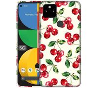 GlamCase for Google Pixel 5A 5G, Pixel 5A Case - Cherry Watercolor Pattern Design Printed Slim & Sleek Cute Plastic Hard Snap on Protective Designer Back Phone Case/Cover for Pixel 5A White