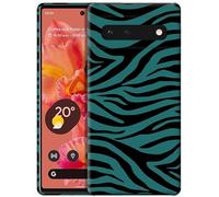 GlamCase for Google Pixel 6 5G, Pixel 6 Case - Zebra Teal Print Pattern Design Printed Slim & Sleek Cute Plastic Hard Snap on Protective Designer Back Phone Case/Cover for Pixel 6 5G