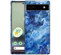 GlamCase for Google Pixel 6a 5G, Pixel 6a Case - Marble Blue Abstract Design Printed Cute Slim & Sleek Hard Plastic Snap on Protective Designer Back Phone Case/Cover for Pixel 6a
