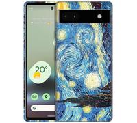 GlamCase for Google Pixel 6A 5G, Pixel 6A Case - The Starry Night Design Printed Slim & Sleek Cute Plastic Hard Snap on Protective Designer Back Phone Case/Cover for Google Pixel 6A 5G White