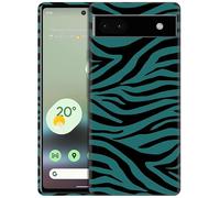 GlamCase for Google Pixel 6A 5G, Pixel 6A Case - Zebra Teal Print Pattern Design Printed Slim Cute Plastic Hard Snap on Protective Designer Back Phone Case/Cover for Pixel 6A