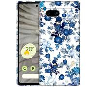 GlamCase for Google Pixel 7A 5G, Pixel 7A Case - Blue Floral Pattern Printed Slim & Sleek Cute Plastic Hard Protective Designer Back Case/Cover for Google Pixel 7A 5G