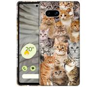 GlamCase for Google Pixel 7A 5G, Pixel 7A Case - Cat collage Design Printed Slim & Sleek Cute Plastic Hard Snap on Protective Designer Back Phone Case/Cover for Google Pixel 7A 5G