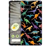 GlamCase for Google Pixel 7A 5G, Pixel 7A Case - Dinosaur Multicolor Pattern Printed Slim & Sleek Cute Plastic Hard Protective Designer Back Case for Google Pixel 7A 5G.
