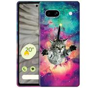 GlamCase for Google Pixel 7A 5G, Pixel 7A Case - Hipster Flying Cat Space Galaxy Printed Cute Slim Fit Hard Plastic Protective Designer Back Phone Case/Cover for Pixel 7A 5G