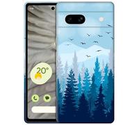 GlamCase for Google Pixel 7A 5G, Pixel 7A Case - Nature Misty Forest Design Printed Slim & Sleek Cute Plastic Hard Snap on Protective Designer Back Phone Case/Cover for Google Pixel 7A 5G White