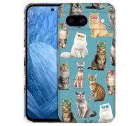 GlamCase for Google Pixel 8A 5G, Pixel 8A Case - Cat Pattern With Sunglasses Teal Design Printed Slim & Sleek Cute Plastic Hard Protective Designer Back Phone Case/Cover for Pixel 8A