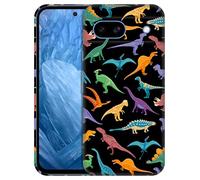 GlamCase for Google Pixel 8A 5G, Pixel 8A Case - Dinosaur Multicolor Pattern Design Printed Slim & Sleek Cute Plastic Hard Protective Designer Back Phone Case/Cover for Pixel 8A