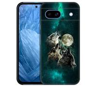GlamCase for Google Pixel 8A 5G, Pixel 8A Case - Moon Wolf Face Design Printed Slim & Sleek Cute Plastic Hard Snap on Protective Designer Back Phone Case/Cover for Pixel 8A