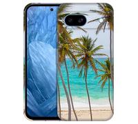 GlamCase for Google Pixel 8A 5G, Pixel 8A Case - Tropical Palm Tree On Beach Design Printed Slim & Sleek Cute Plastic Hard Protective Designer Back Phone Case/Cover for Pixel 8A White